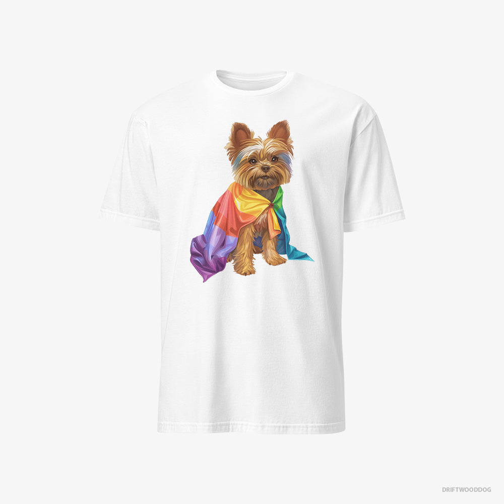 Yorkshire Terrier T-Shirt – Men White T-Shirt Classic – Ready for Pride (on White Background)