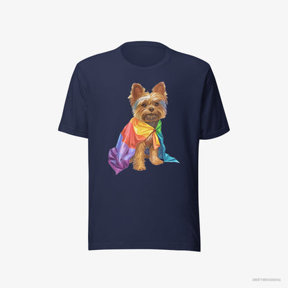 Yorkshire Terrier T-Shirt – Men Navy T-Shirt Eco-Friendly – Ready for Pride (on White Background)