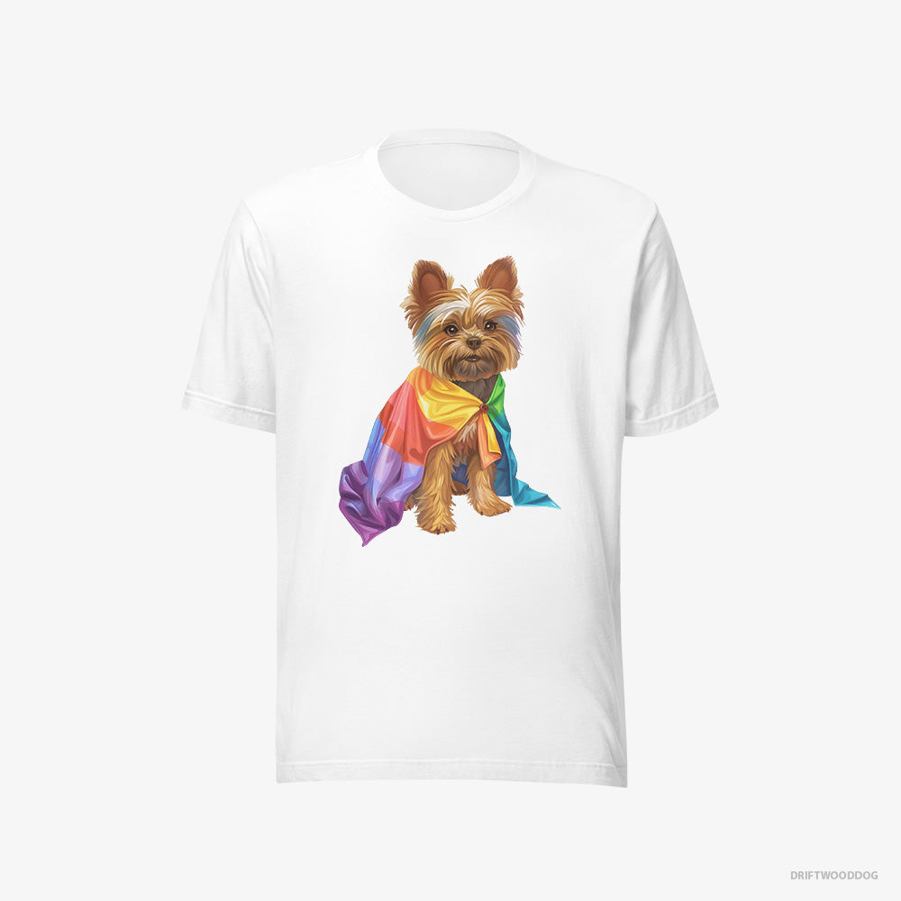 Yorkshire Terrier T-Shirt – Men White T-Shirt Eco-Friendly – Ready for Pride (on White Background)