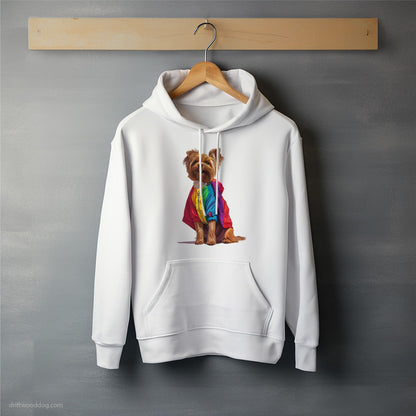 Proud Yorkshire Terrier Dressed in a Rainbow Hoodie – Unisex Hoodie for Dog Lovers