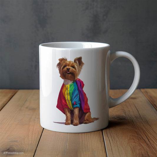 Proud Yorkshire Terrier Dressed in a Rainbow Mug – Unique Dog Cups | Dog-Themed Mugs