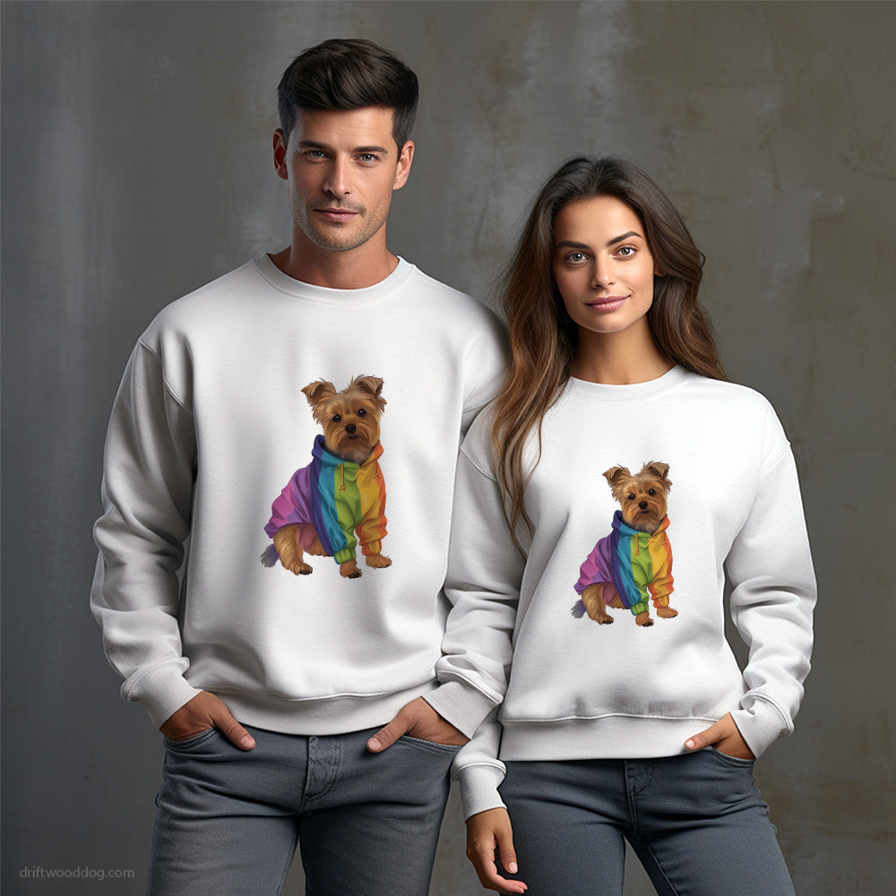 Rainbow Yorkshire Terrier Ready for Pride Sweatshirt – Unisex Sweatshirt for Dog Owners