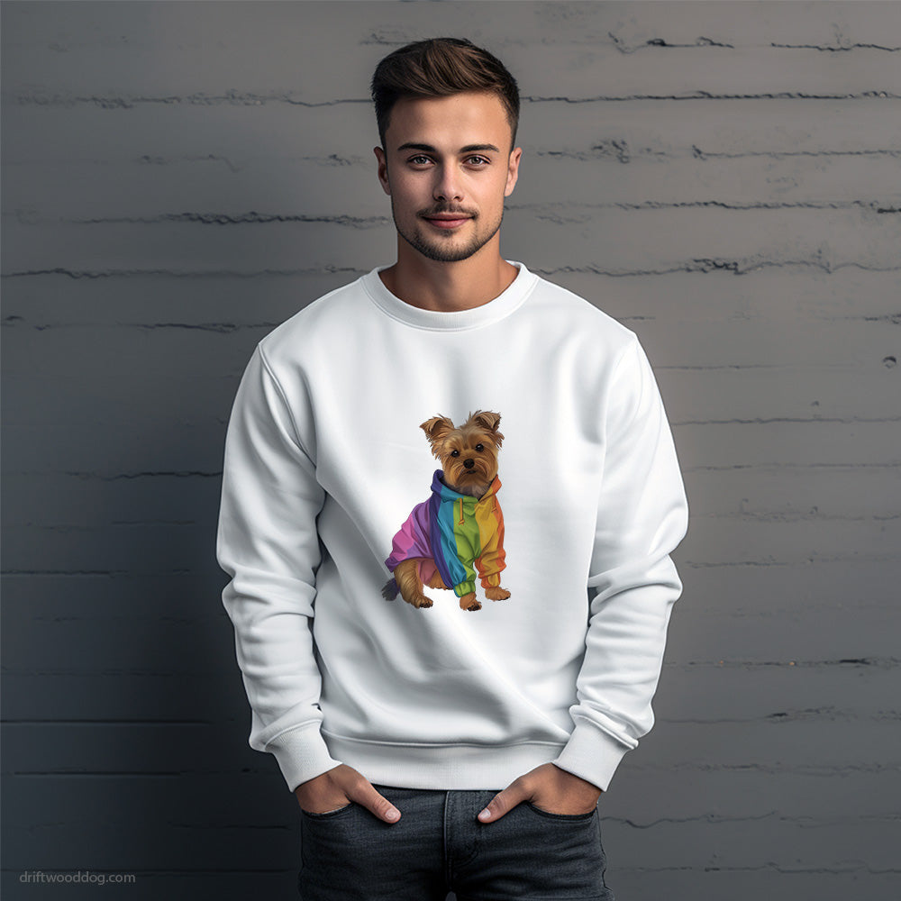 Rainbow Yorkshire Terrier Ready for Pride Sweatshirt – Unique Dog Sweatshirt for Men