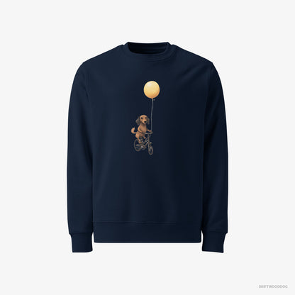 Dachshund Riding a Bicycle with a Balloon Navy Sweatshirt