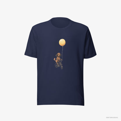 Dachshund Riding a Bicycle with a Balloon Navy T-Shirt