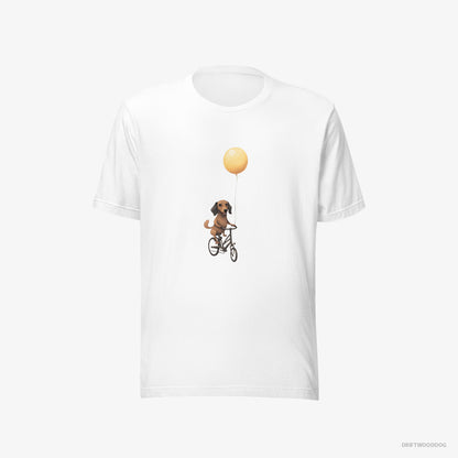 Dachshund Riding a Bicycle with a Balloon White T-Shirt