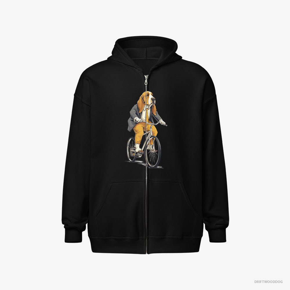 Basset Hound Riding a Bicycle Full-Zip Hoodie