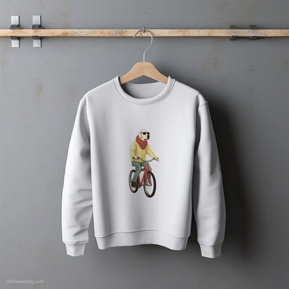 Stylish Labrador Retriever Riding a Bicycle Sweatshirt – Unisex Sweatshirt for Dog Lovers