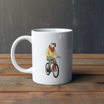 Stylish Labrador Retriever Riding a Bicycle Mug – Cute Dog-Themed Mugs | Perfect Gifts for Dog Lovers