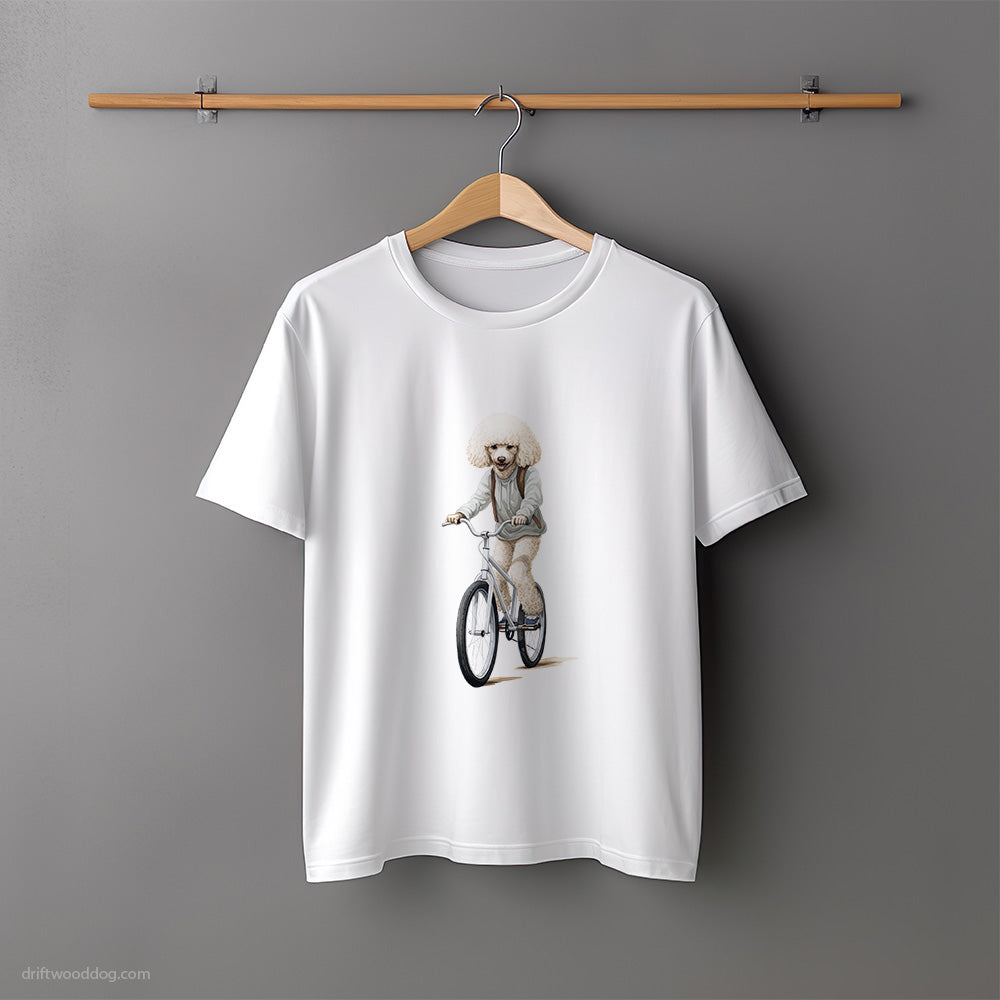 Adorable Poodle Riding a Bicycle T-Shirt – Unisex Tee for Dog Lovers