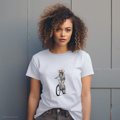 Adorable Poodle Riding a Bicycle T-Shirt – Dog T-Shirt for Women