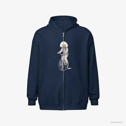 Poodle Riding a Bicycle Navy Hoodie