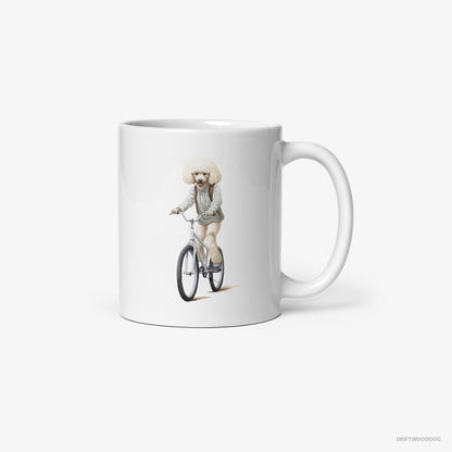 Poodle Riding a Bicycle White Mug