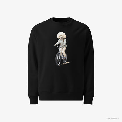 Poodle Riding a Bicycle Black Sweatshirt