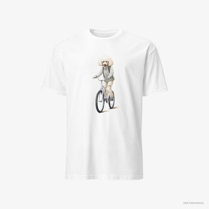 Poodle Riding a Bicycle White T-Shirt