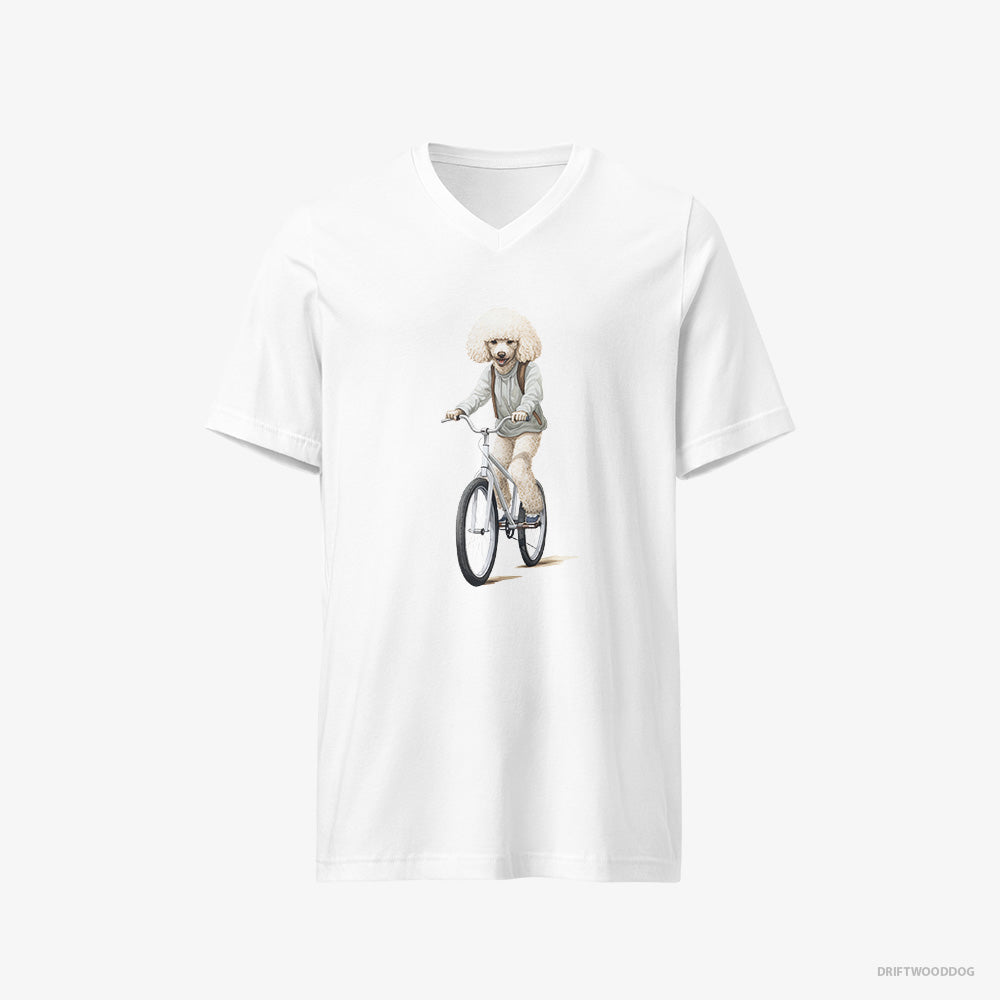 Poodle Riding a Bicycle V-Neck T-Shirt