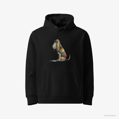 Basset Hound Wearing Rainbow Outfit Black Hoodie