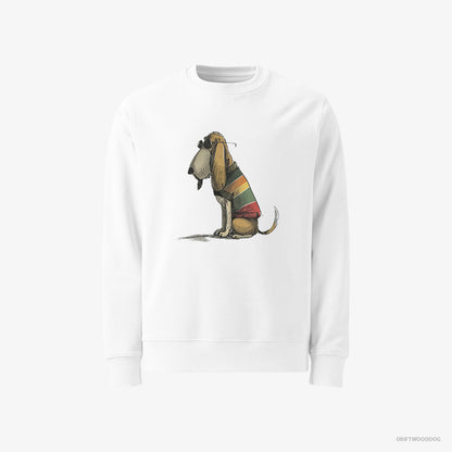 Basset Hound Wearing Rainbow Outfit White Sweatshirt