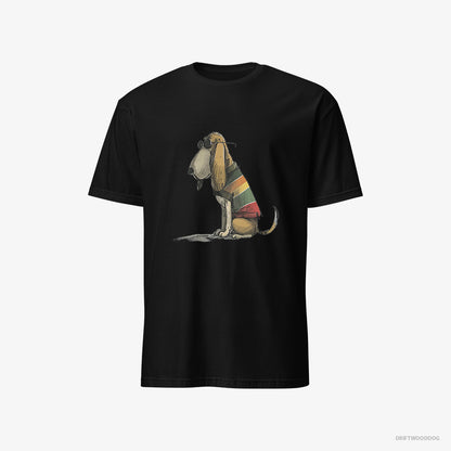 Basset Hound Wearing Rainbow Outfit Black T-Shirt