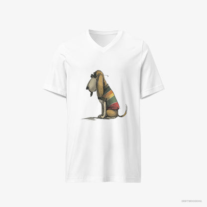 Basset Hound Wearing Rainbow Outfit White T-Shirt