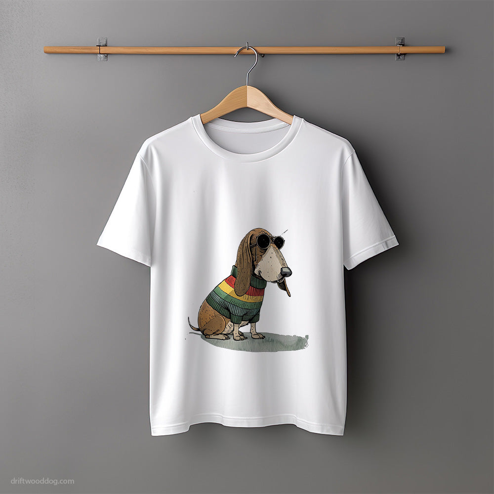 Basset Hound Dressed in Rainbow Attire T-Shirt – Unisex Tee for Dog Lovers