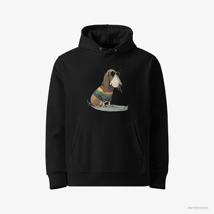 Basset Hound Dressed in Rainbow Attire Black Hoodie