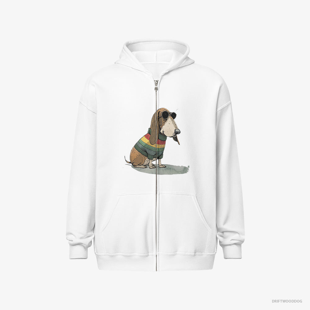 Basset Hound Dressed in Rainbow Attire – Men's Hoodie White Full-Zip – Full-Zip