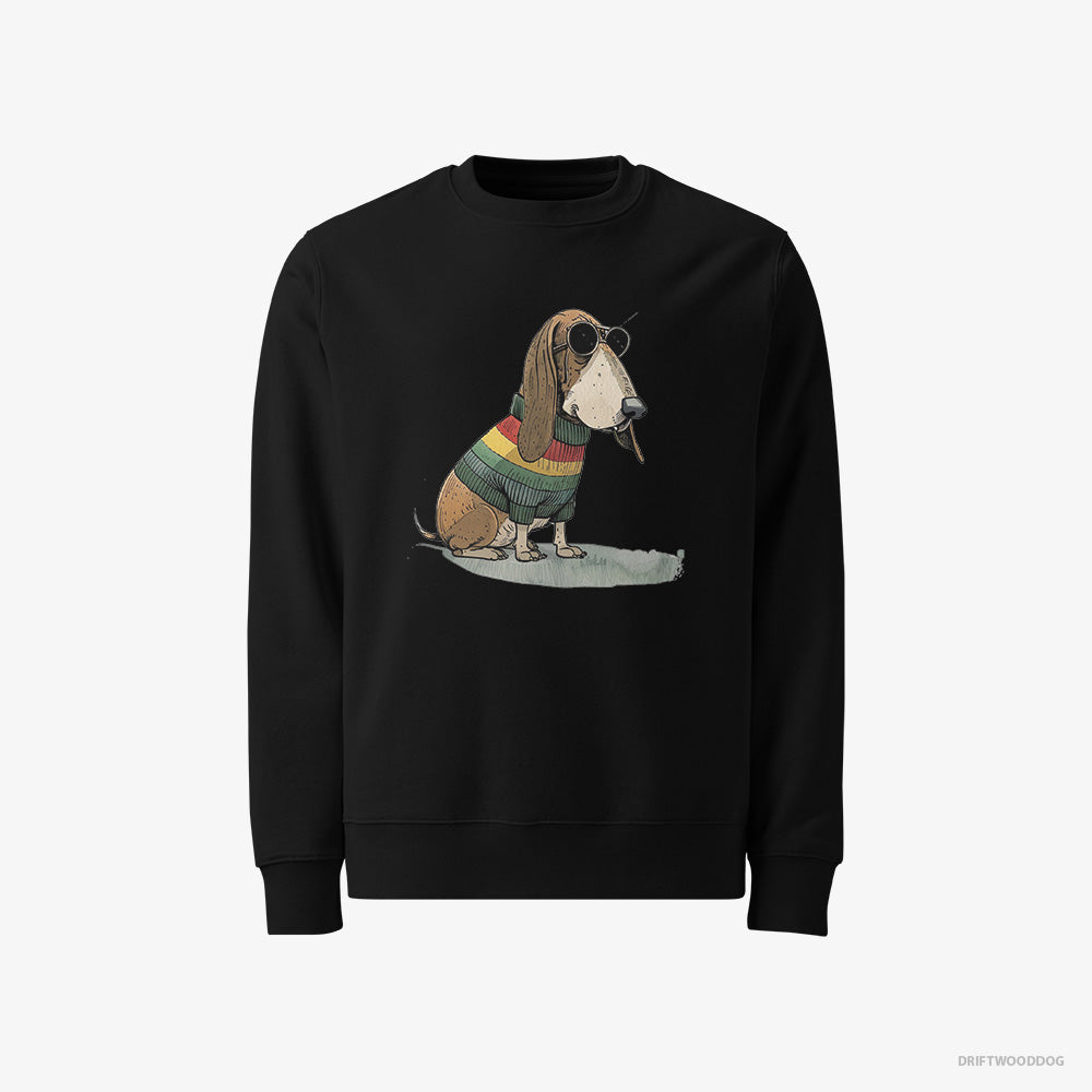 Basset Hound Dressed in Rainbow Attire – Men's Sweatshirt Black – Classic