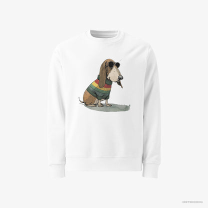 Basset Hound Dressed in Rainbow Attire White Sweatshirt