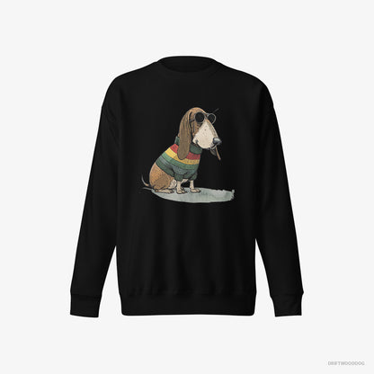 Basset Hound Dressed in Rainbow Attire Black Sweatshirt