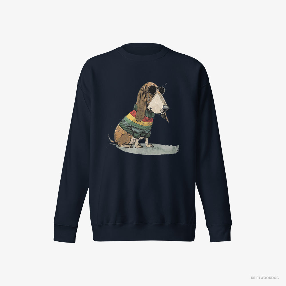 Basset Hound Dressed in Rainbow Attire – Women's Sweatshirt Navy Eco – Eco-Friendly