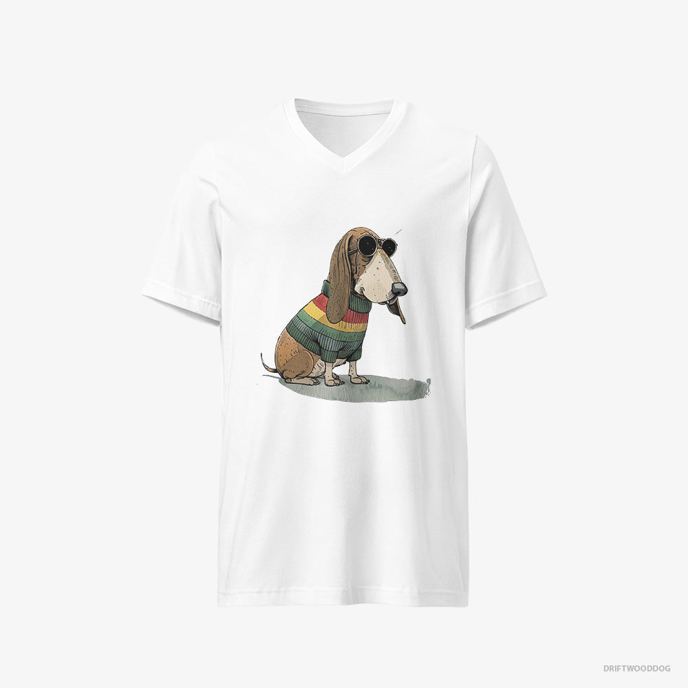 Basset Hound Dressed in Rainbow Attire V-Neck T-Shirt