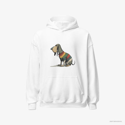 Basset Hound Sporting Rainbow Clothing White Hoodie