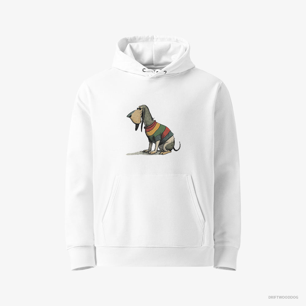 Basset Hound Hoodie – Men White Hoodie Eco-Friendly – Sporting Rainbow Clothing (on White Background)