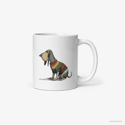 Basset Hound Sporting Rainbow Clothing White Mug