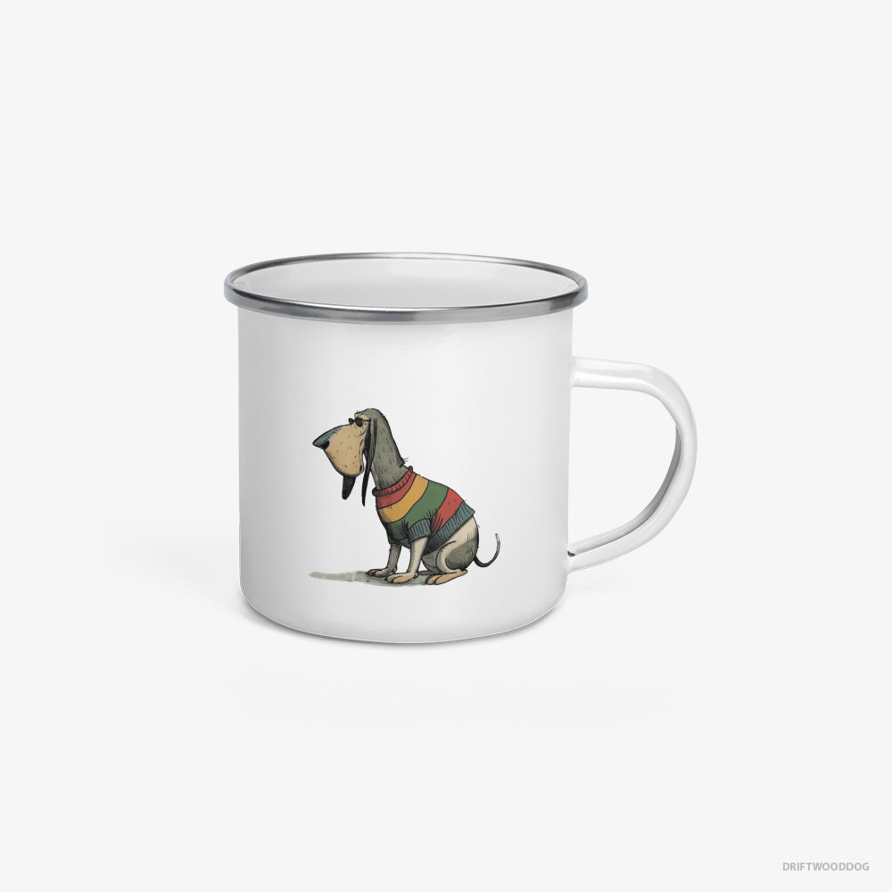 Basset Hound Sporting Rainbow Clothing Enamel Mug