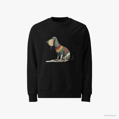 Basset Hound Sweatshirt – Men Black Sweatshirt Classic – Sporting Rainbow Clothing (on White Background)