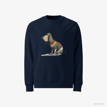 Basset Hound Sporting Rainbow Clothing Navy Sweatshirt