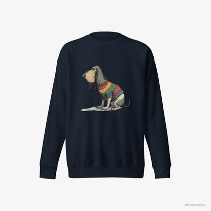 Basset Hound Sporting Rainbow Clothing Navy Sweatshirt