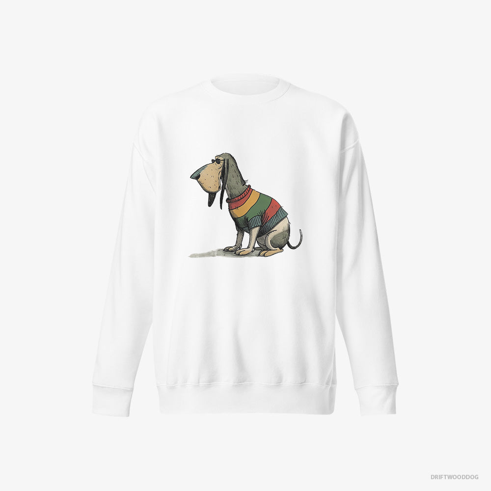 Basset Hound Sweatshirt – Men White Sweatshirt Eco-Friendly – Sporting Rainbow Clothing (on White Background)