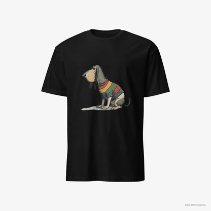 Basset Hound Sporting Rainbow Clothing Black T-Shirt