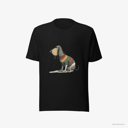 Basset Hound T-Shirt – Men Black T-Shirt Eco-Friendly – Sporting Rainbow Clothing (on White Background)