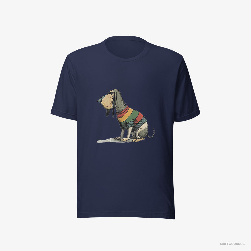 Basset Hound T-Shirt – Men Navy T-Shirt Eco-Friendly – Sporting Rainbow Clothing (on White Background)