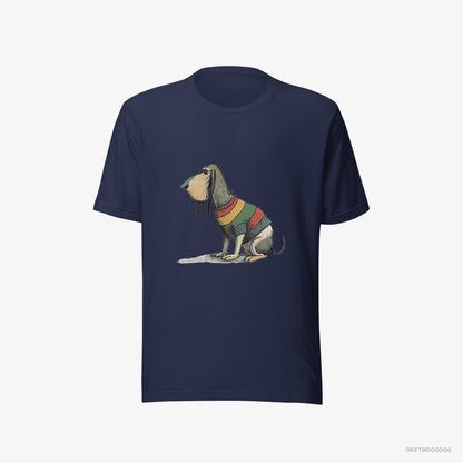 Basset Hound Sporting Rainbow Clothing Navy T-Shirt