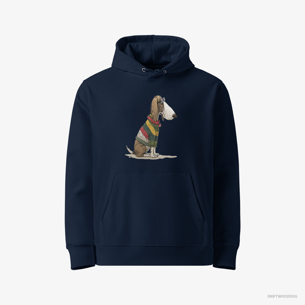 Basset Hound Adorned in Rainbow Gear – Women's Hoodie Navy Eco – Eco-Friendly