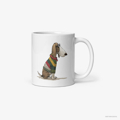 Basset Hound Adorned in Rainbow Gear White Mug