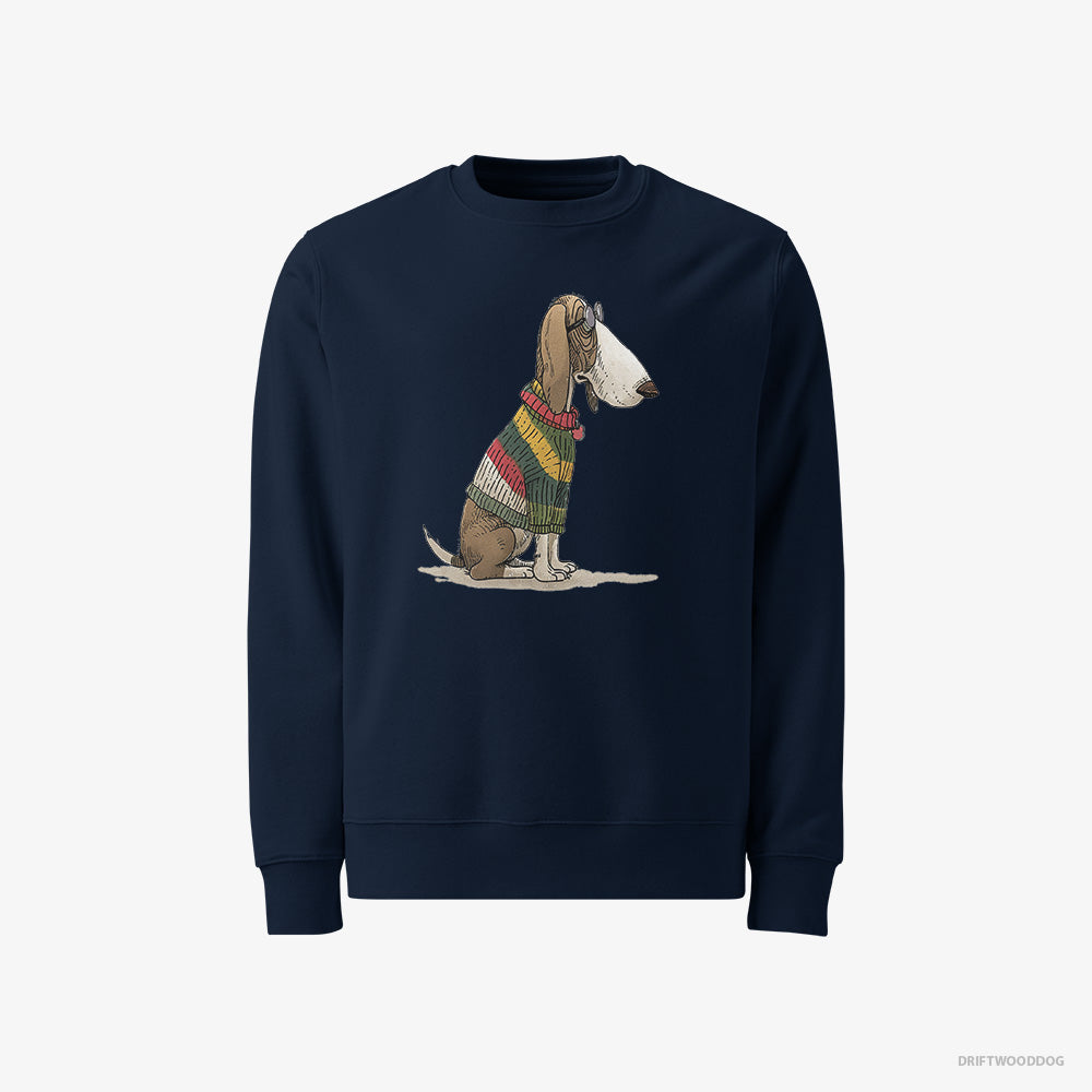 Basset Hound Adorned in Rainbow Gear – Men's Sweatshirt Navy – Classic