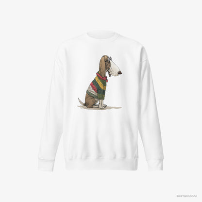 Basset Hound Adorned in Rainbow Gear White Sweatshirt