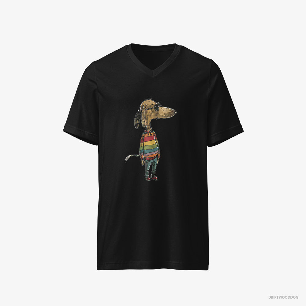 Beagle T-Shirt – Men Black T-Shirt V-Neck – Ready for Pride (on White Background)