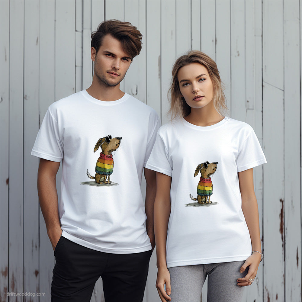 Beagle Wearing Rainbow Outfit T-Shirt – Unique Dog T-Shirts for Pet Lovers